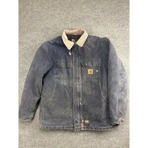 Carhartt Jacket Mens L Dark Navy Duck Quilt Lined Corduroy Collar C03 DNY
